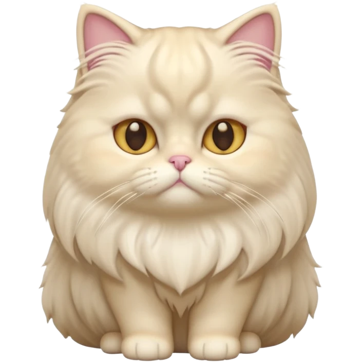 A 3D cartoon Persian cat with soft cream-white long fur, round face, golden eyes, gentle expression, cinematic Memoji-style lighting. full body or half body. emoji