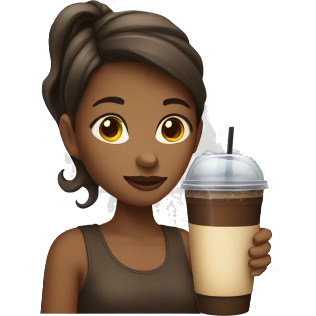 a girl drinking a cup of iced coffee emoji