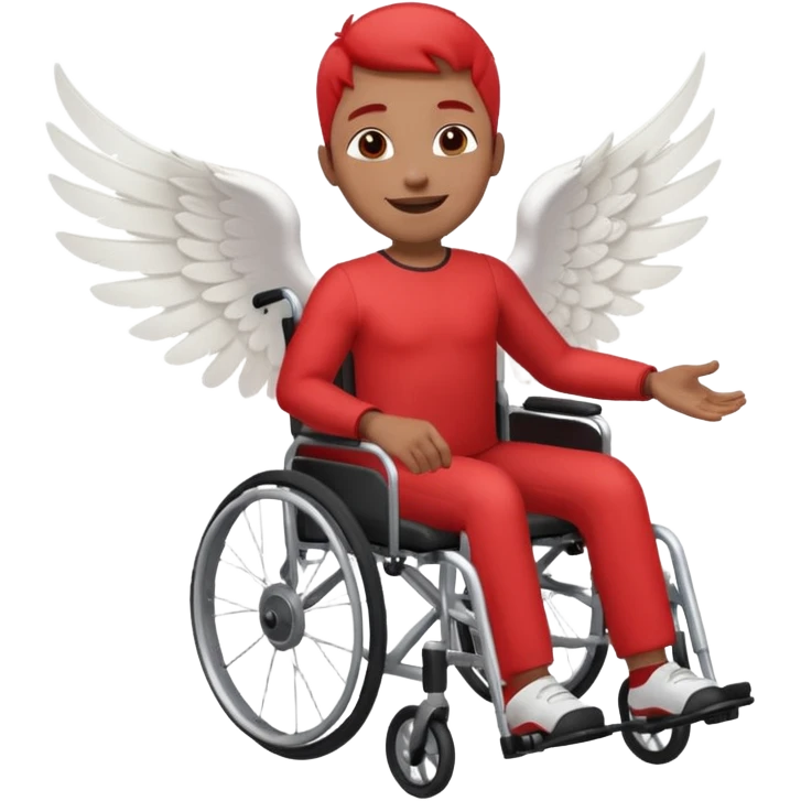 "Emoji representing mobility, speed, and overcoming obstacles, featuring a person in a red wheelchair with wings" emoji