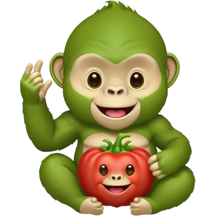 A green gorilla that loves vegetables and is part of a kindergarten named banban's kindergarten emoji