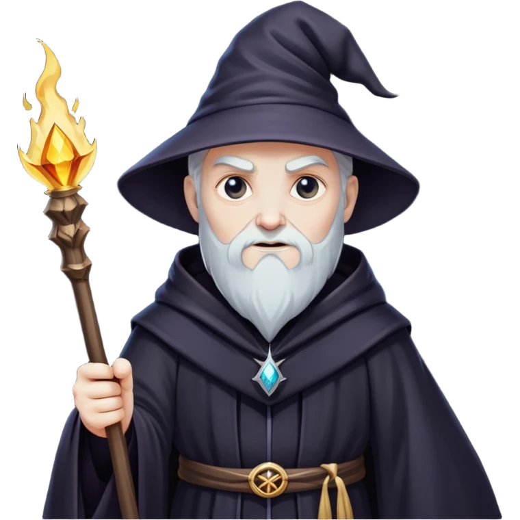 evil wizard with staff and dark robes emoji