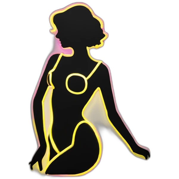 Sexy silhouette disco neon sign emoji