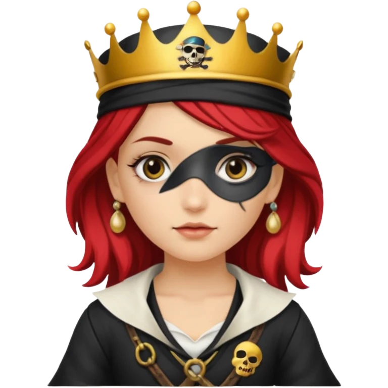 pirate girl with an eyepatch and a crown emoji