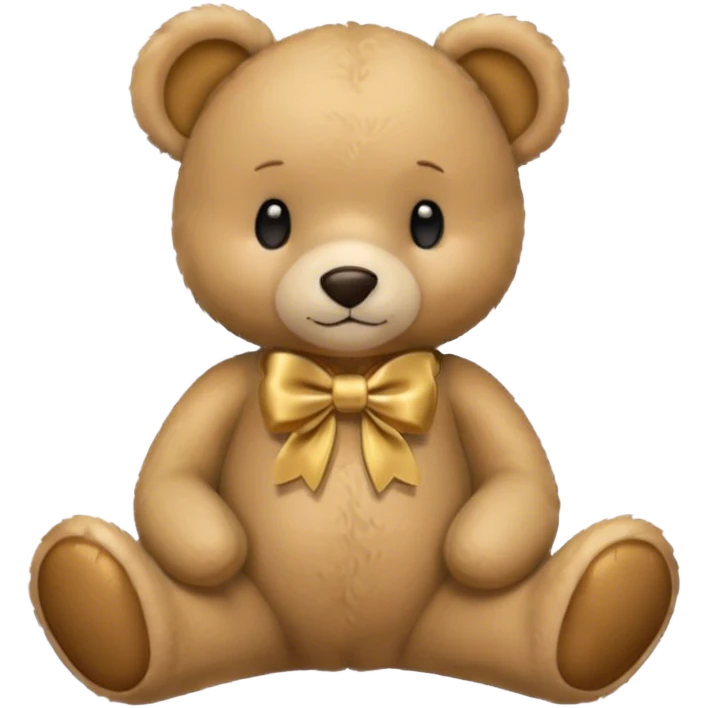 cute beige teddy bear with golden bow emoji