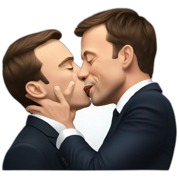 emmanuel macron kiss elon musk emoji