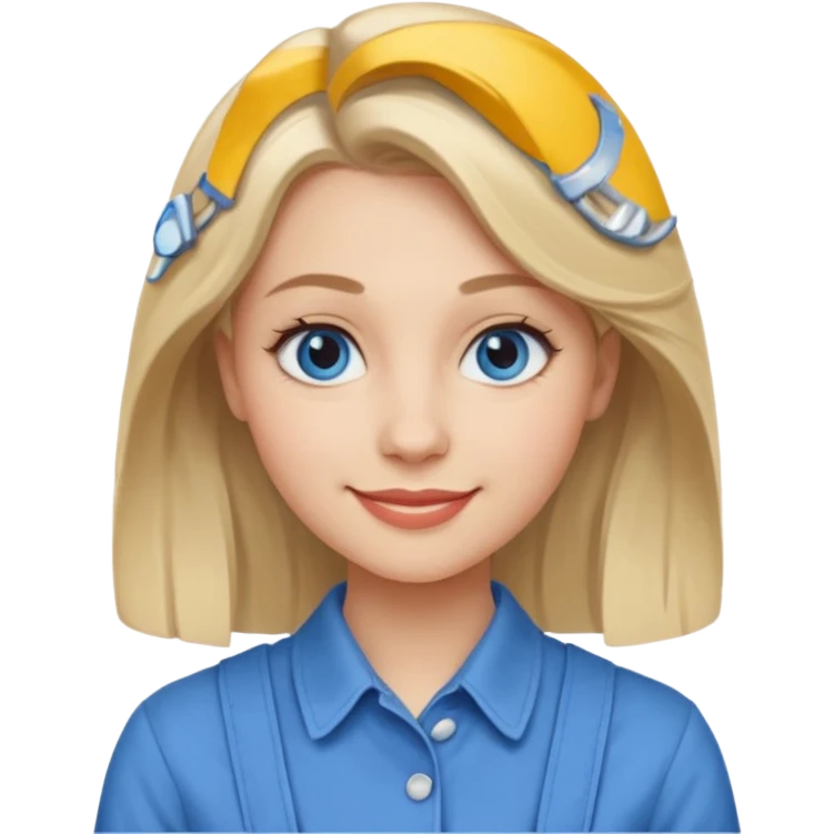 female artist, 20 years old, ash blonde, with regular features, blue eyes, beautiful, confident, 20th century, feminist emoji