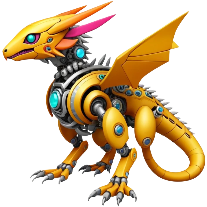  exotic futuristic warm-colored modern cyber-Fakémon-Digimon-Trico-creature emoji