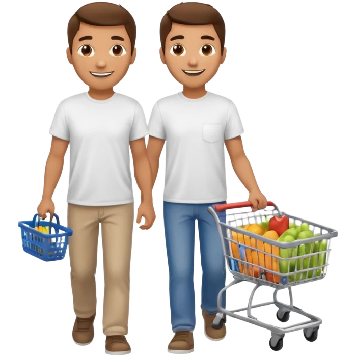 A happy man walking with an empty supermarket basket emoji