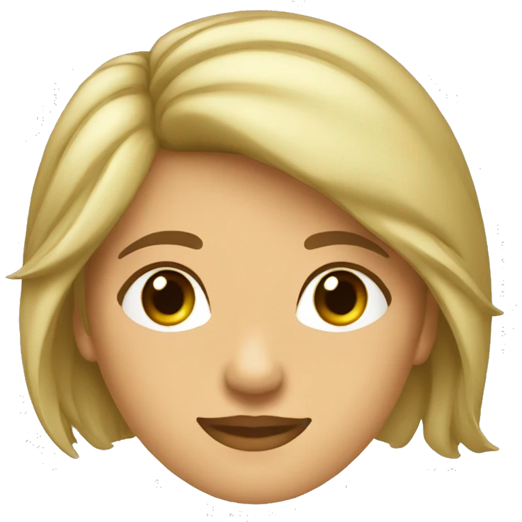 mujer con pelo ondulado mitad castaño y mitad rubio, con ojos verdes emoji