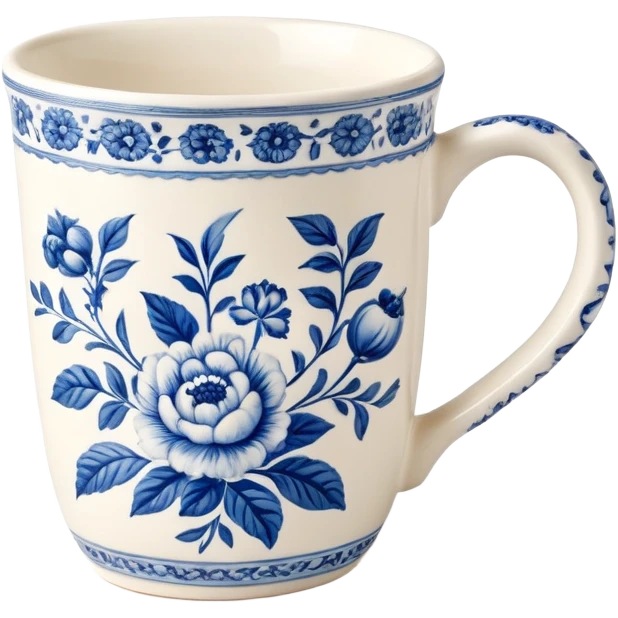 vintage toile coffee mug  emoji