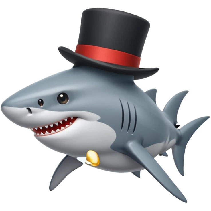 Shark with a top hat emoji