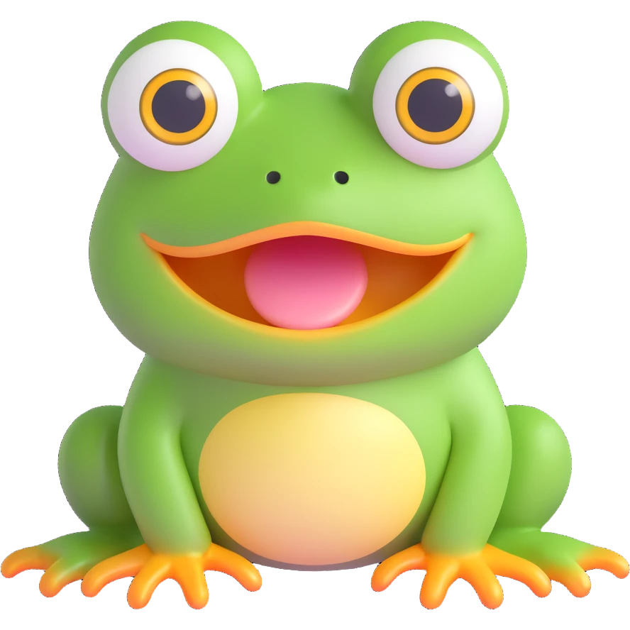 derpy frog with big cute eyes emoji