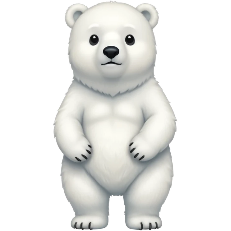 full body polar bear standing, simple, white fur, cute face emoji