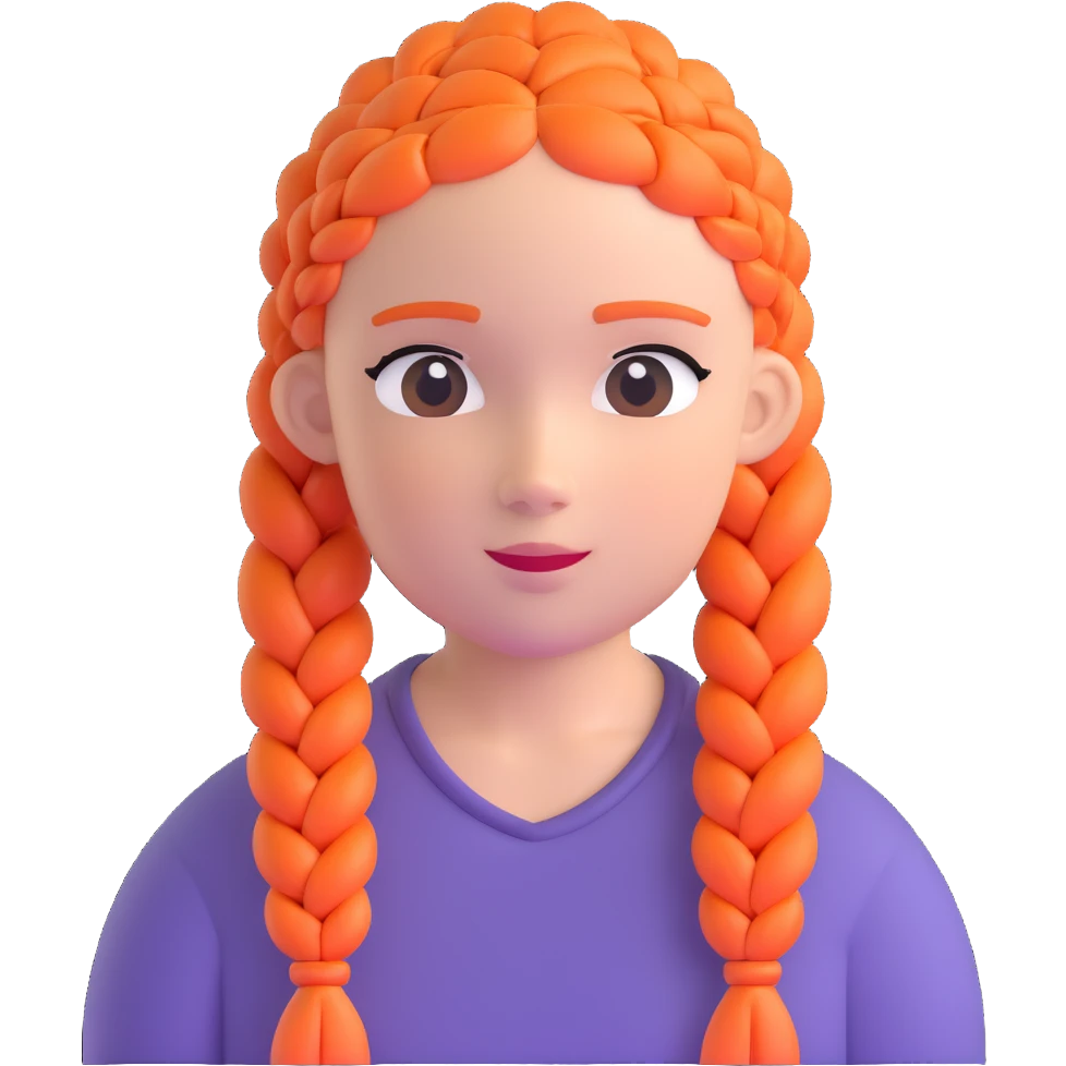 Character with perfect French braids hairstyle emoji