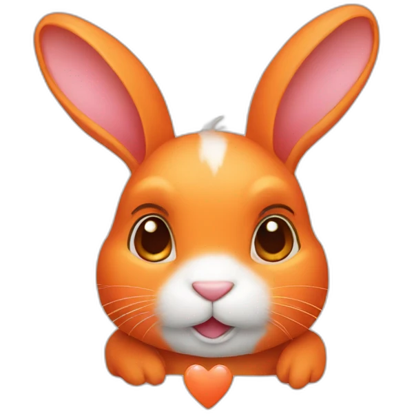 Rabbit orange with heart  emoji