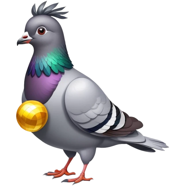 Pigeon avec une boule disco emoji