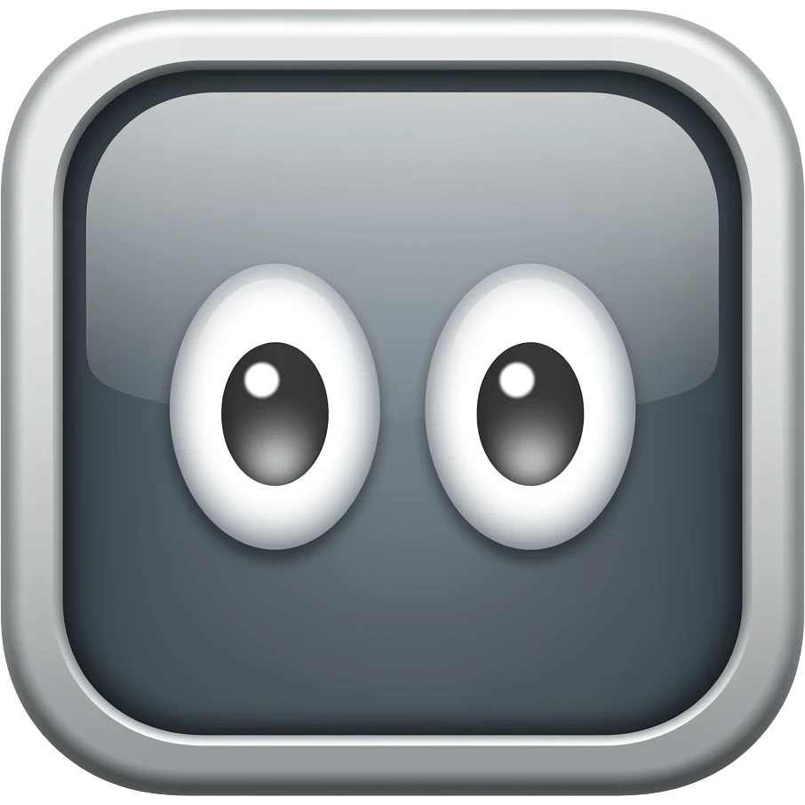 Grey solid square with a display showing white eyes emoji