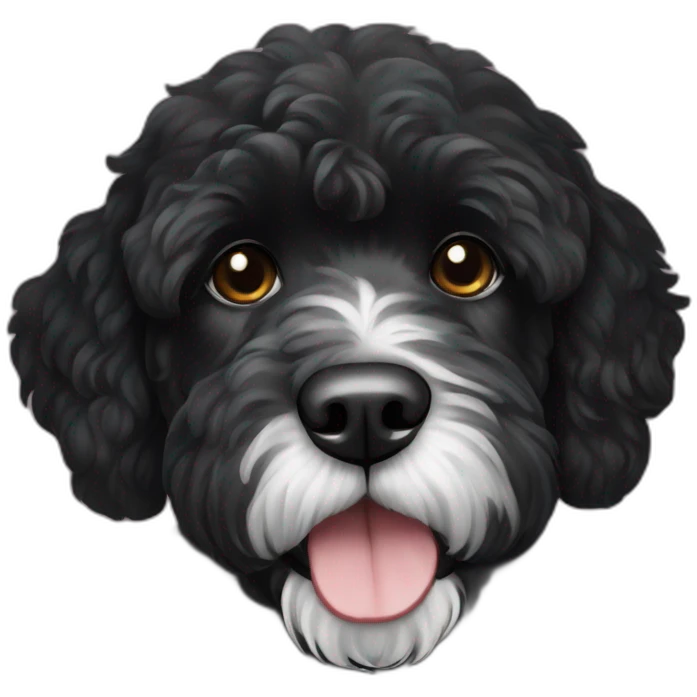black Portuguese water dog with white chin emoji
