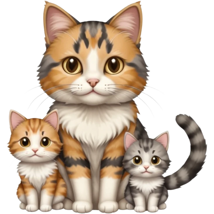mama cat and daddy cat with 2 matching kittens emoji