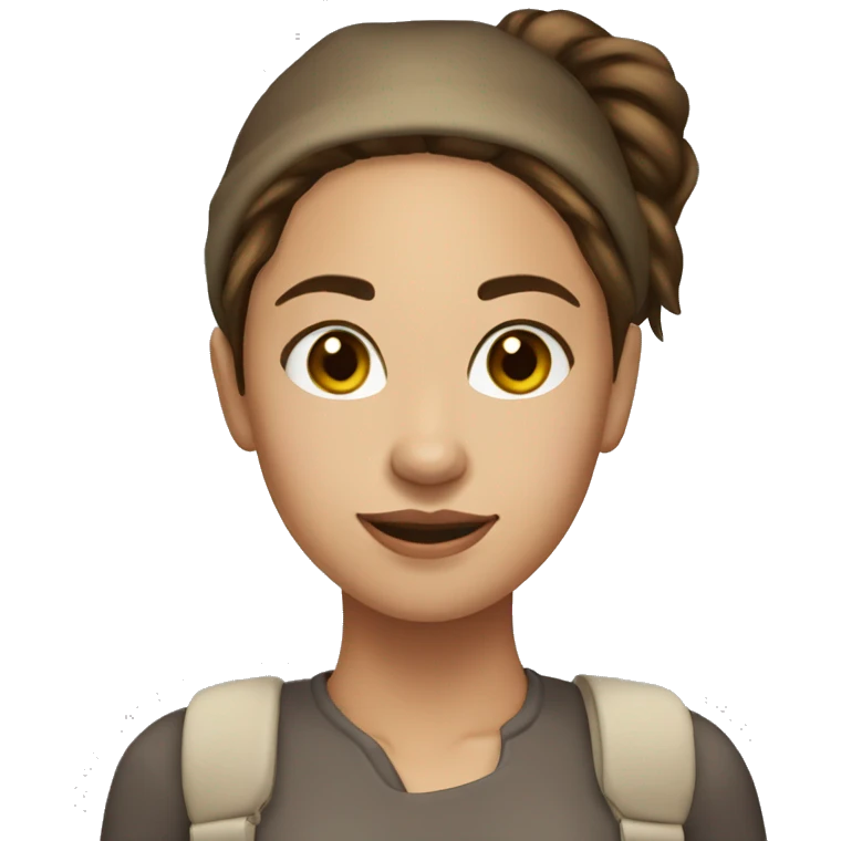 Woman with Lillio hat, brown hair in pony tail, light skin brown eyes emoji