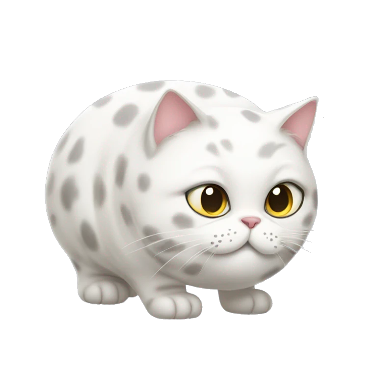 Fat white cat with spots emoji
