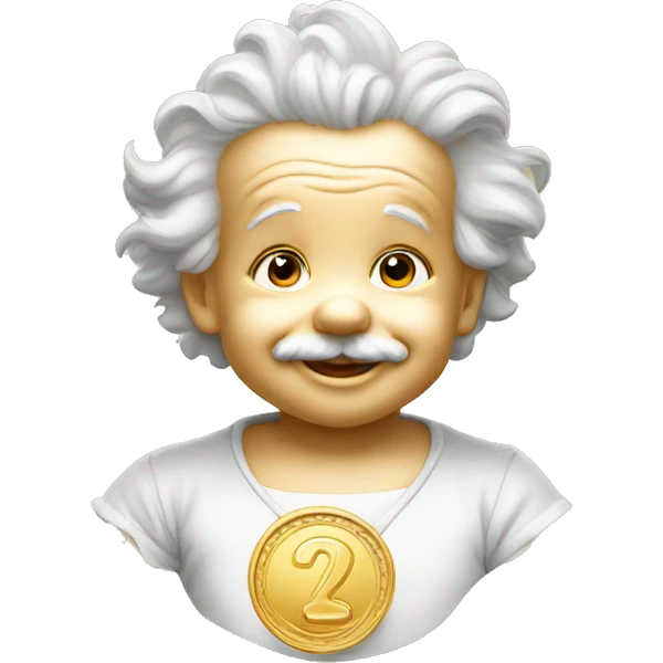 albert einstein happy baby face gold medal emoji