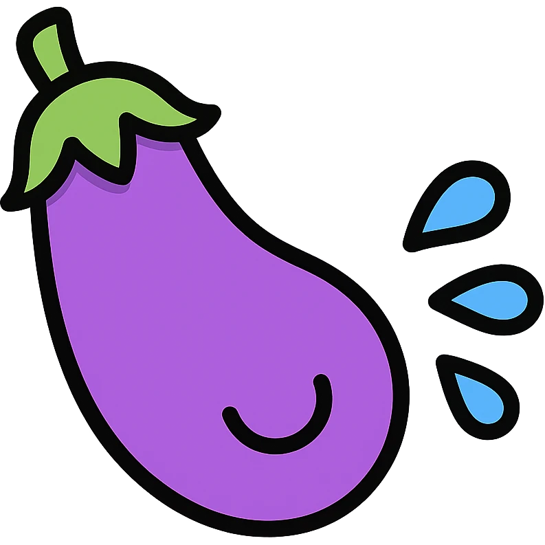 eggplant squirting water droplets colored icon emoji