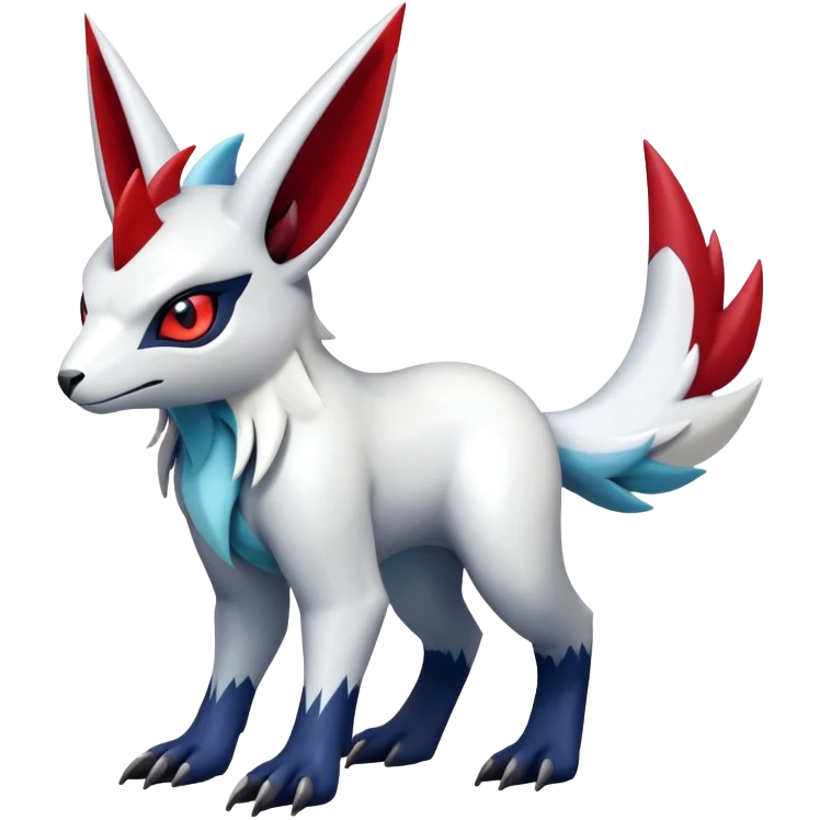 Shiny exotic Absol-Zangoose-Fakémon-hybrid-creature (full body)  with markings emoji