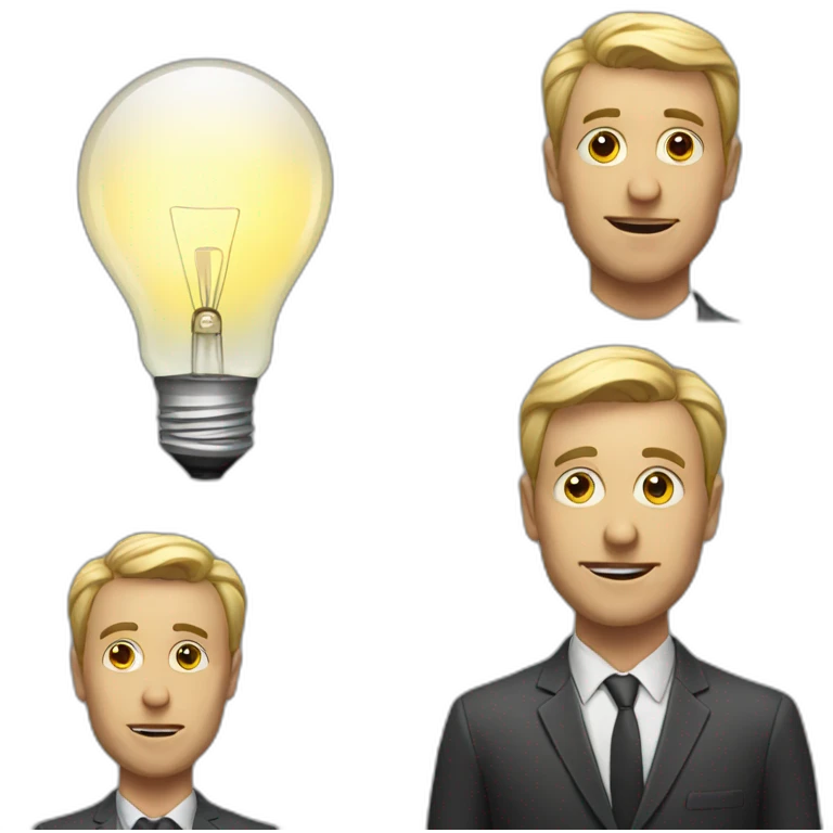 Portrait of a man with a light bulb instead of a head emoji
