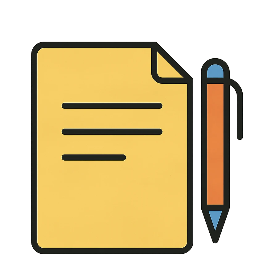 minimalist paperwork and pen, simple geometric shapes, clean lines, neutral colors, modern icon feel, no text emoji