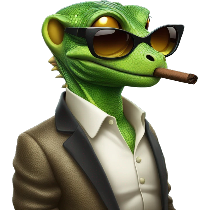 Lizard with sunglasses smoking cuban cigar emoji