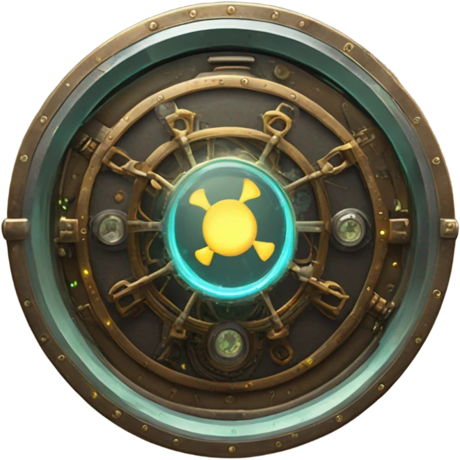  steampunk-frame around clear radar screen with blips emoji