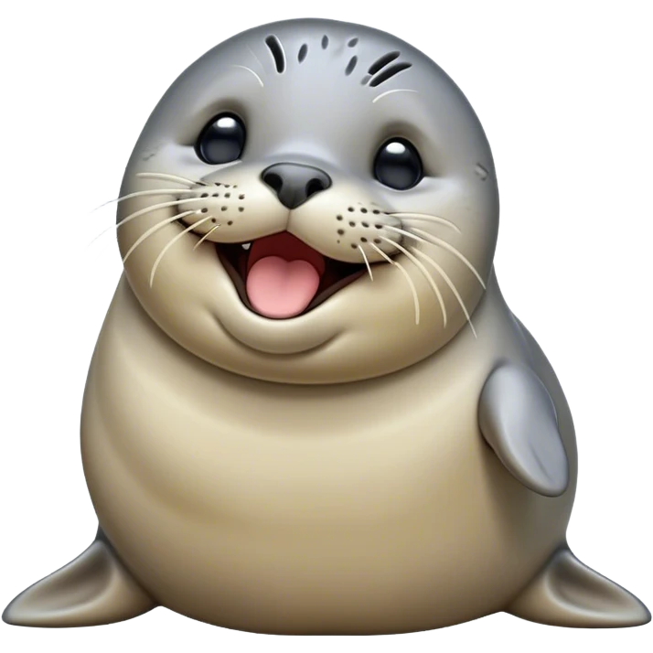 Cinematic Cute Yawning harbour seal Portrait Emoji, Head tilted slightly with a dramatic, wide-open yawn, showcasing a smooth, rounded body with gently drooping features and sleepy, half-closed eyes, Simplified yet irresistibly adorable features, highly detailed, glowing with a soft, cozy maritime glow, high shine, relaxed yet expressive, stylized with a dash of whimsical ocean charm, soft glowing outline, capturing the essence of a drowsy yet affectionate harbour seal that appears ready to stretch out for a nap! emoji