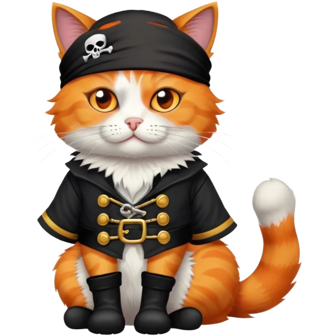 pirate cat full body sitting with one eye patch emoji