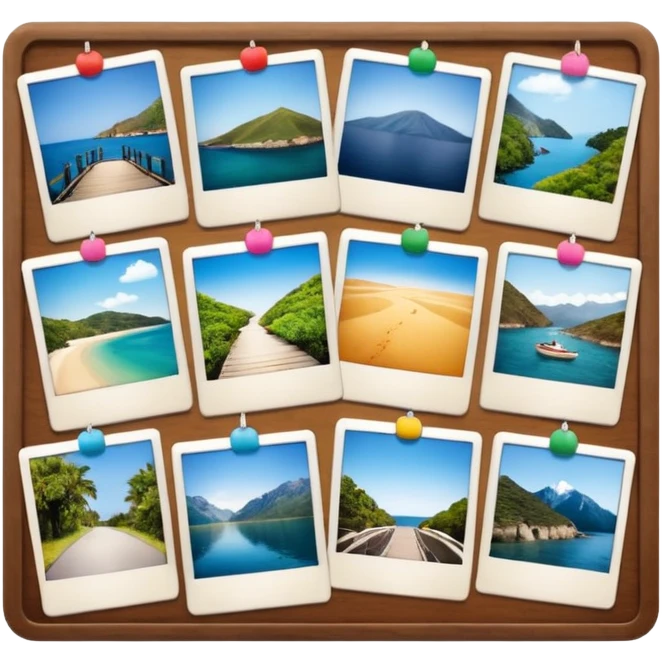 board with 8 polaroid photo emoji