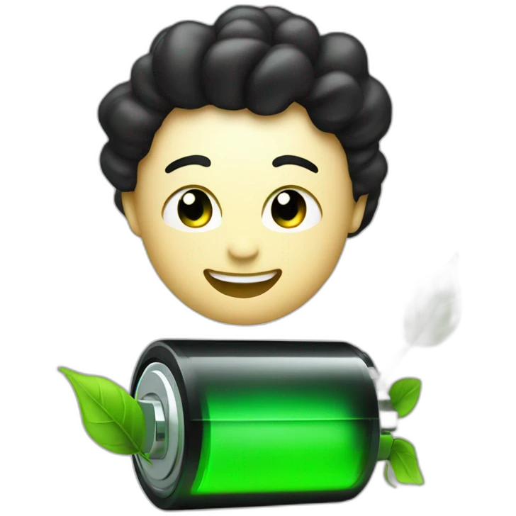 Fully charged green Battery with black rose  emoji