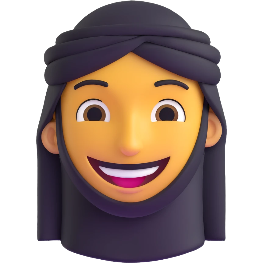 smile emoticon with a Arabic man head cover emoji