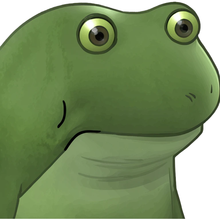 mob boss Italian frog sitting behind a desk with stacks of cash, taking tea emoji