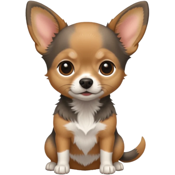 Chihuahua mix with grey, brown, and black fur less fur emoji