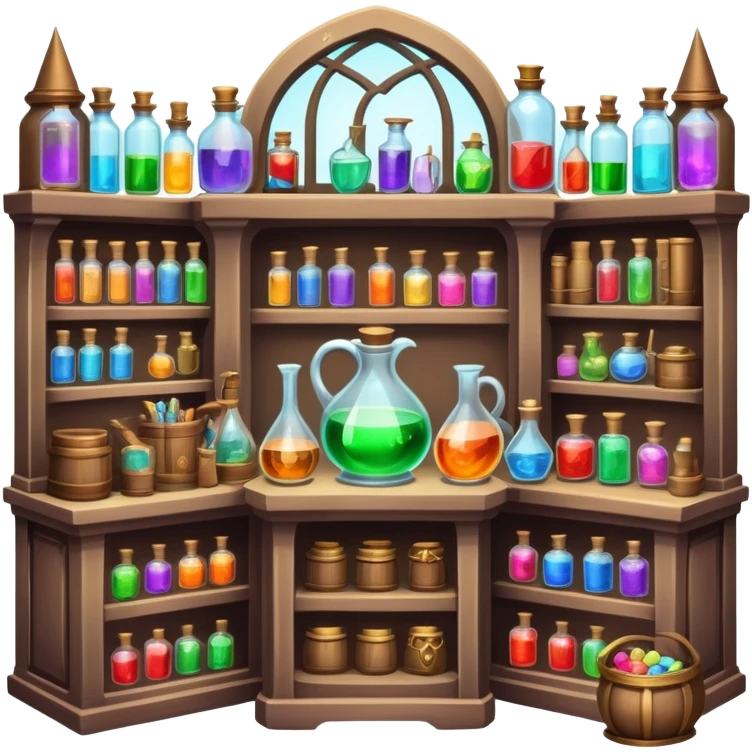 Magical fantasy shop with potions, spell books, and enchanted items emoji