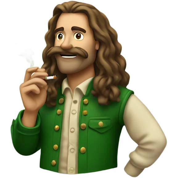 long haired man smoking a backwoods filled with green tobacco emoji
