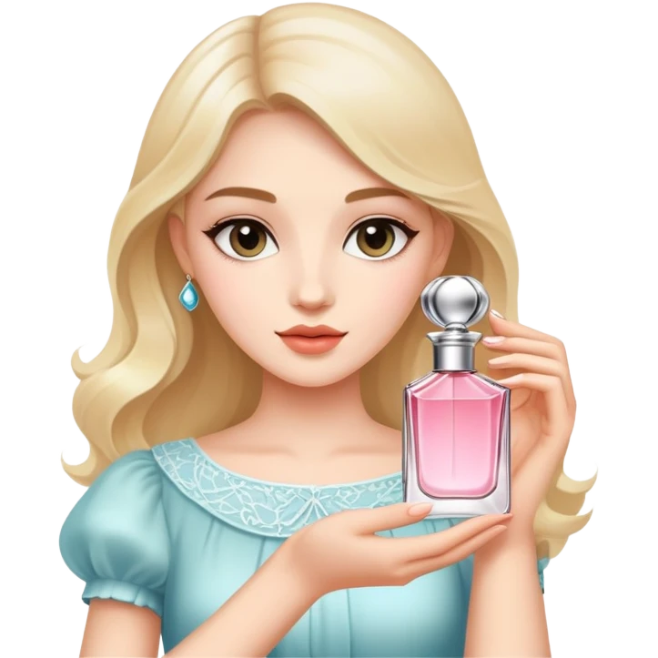 A  bretty girl holding parfum  emoji
