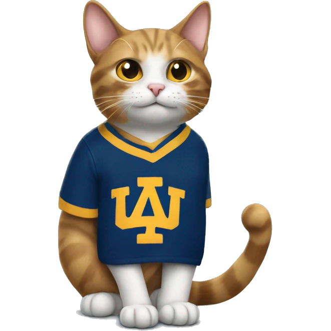cat wearing a university of california berkeley shirt emoji