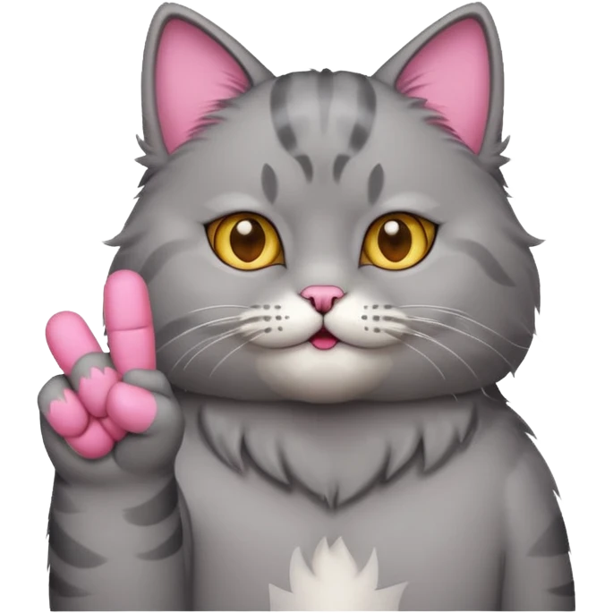 Gray cat giving middle finger emoji