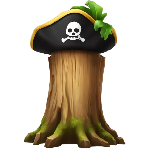 tree stump with a pirate hat emoji