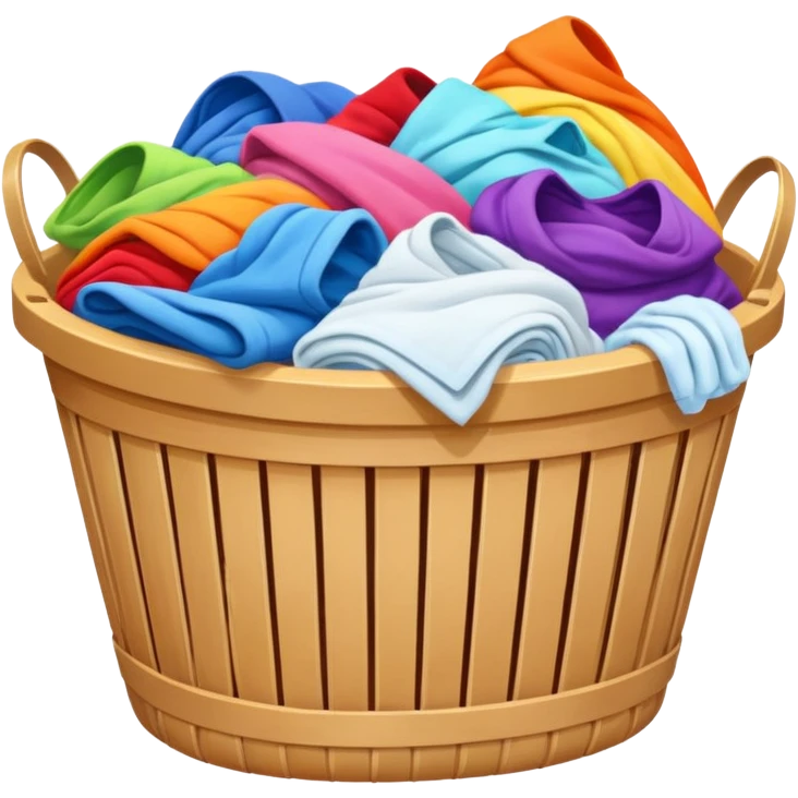 laundry basket with colorful laundry emoji