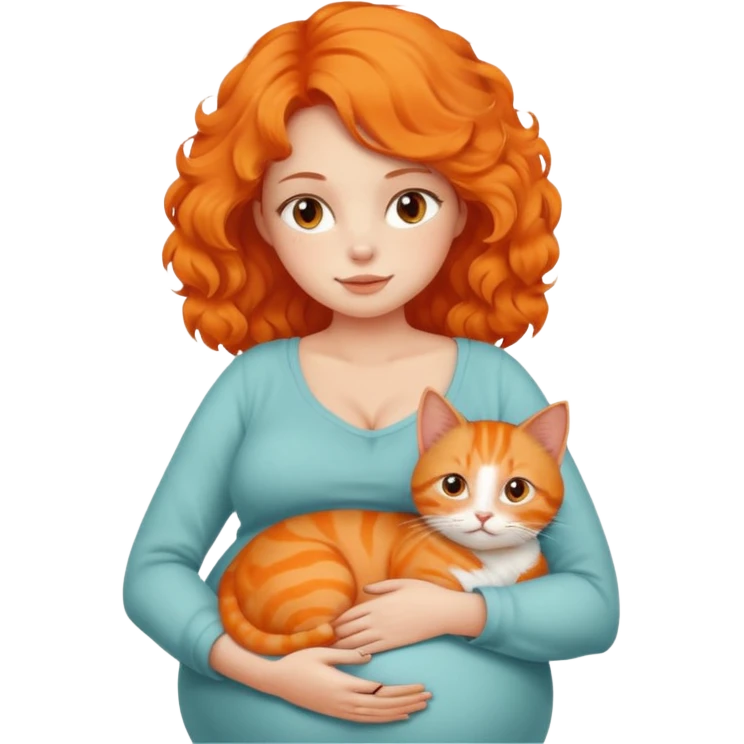 pregnant woman with orange cat emoji
