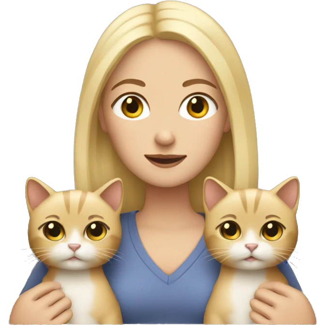 White woman with blonde hair carying 2 cats emoji