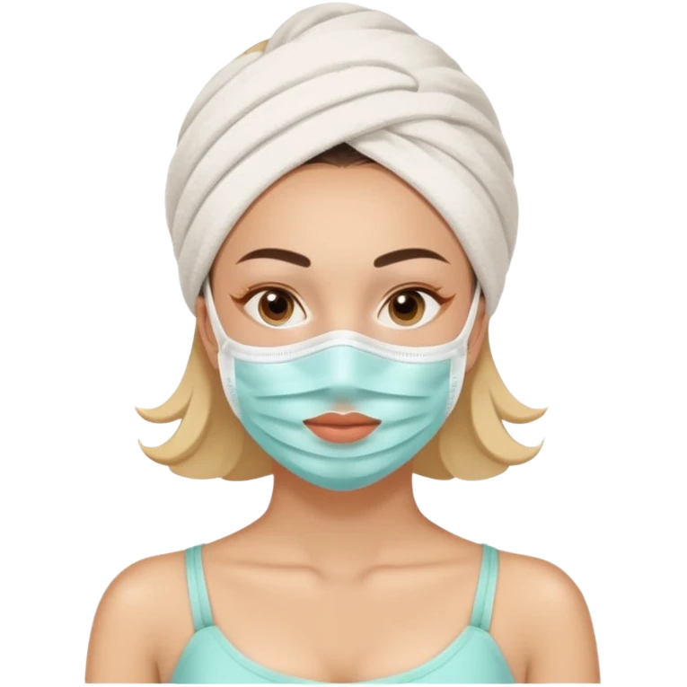 Lady with face mask spa beauty full face relaxing emoji