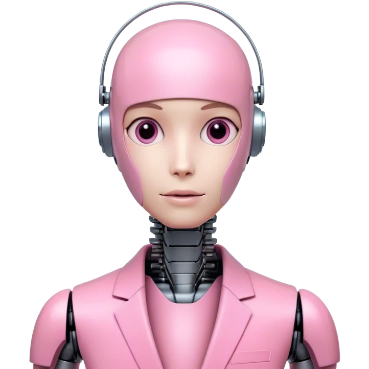 human looking robot in pink suit emoji
